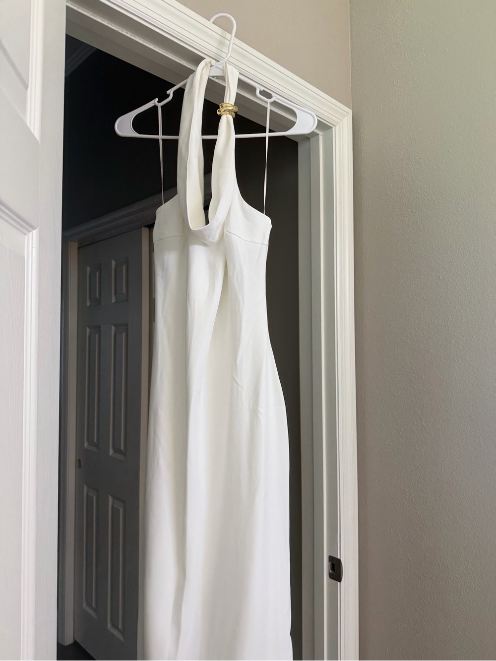 Astr White Strapless Maxi Dress with Halter Accent